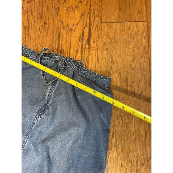 Liz Claiborne Lizwear Women 8 denim Jean Long Skirt Button Front Tie Waist Slit - Picture 8 of 11